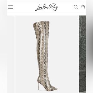 London Rag High Drama Snake Print Stiletto Over-the-Knee Boots